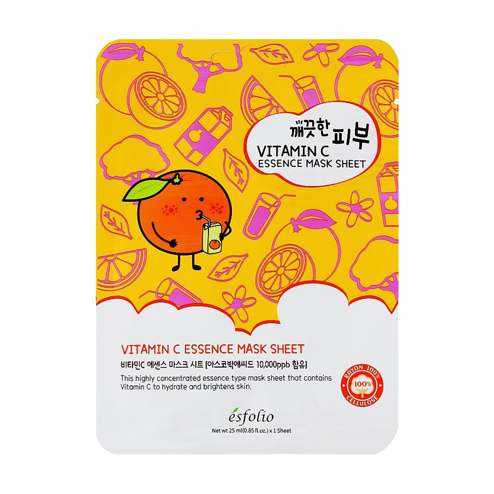 Тканинна маска для обличчя Esfolio Pure Skin Vitamin C Essence Mask Sheet з вітаміном С, 25 мл